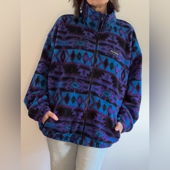 Vintage 90’s Dreimar Fleece Full-zip Jacket XL Southwestern Aztec Print - Picture 8 of 12
